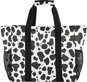 [sanluoli] Large Tote Bag For Women Collapsable Beach Totes Bags Waterproof Canvas Laundry Carrying Bag, Black White Cow Leopard Print, 1 size