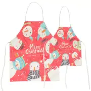 2 Pcs Oil-proof Apron Christmas Parent-child for Men and Women
