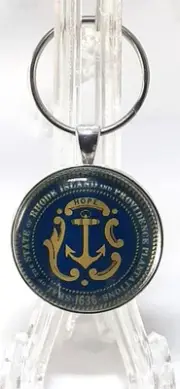 State Seal Of Rhode Island Round Key Chain / Pendant / Zipper Pull