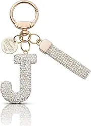 MORSUNBELA Key Chains with Letters Keychain Letter J Women's Keyrings & Keychains