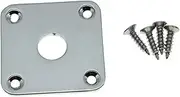 Dopro Chrome Flat Bottom Metal Jack Plate Flat Base Square Jackplate for Gibson LP Les Paul