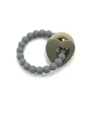 [Playette] Silicone & Wood Heart Teether in Grey