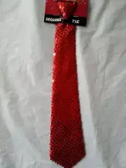 Red Sequin Party Dance Costume or Pre-tied Zip Up Zipper Tie