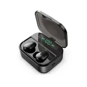 Mini TWS Earbuds bluetooth 5.0 Earphone Three Digital Display Stereo Waterproof Handsfree with 3600mAh Power Bank BLACK COLOR