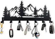 CatTerranM Metal Key Holder, Wall Mounted Key Hooks, Key Holder for Wall, Key Organizer Rack with 7 Hooks, Mountain Key Hanger Decor for Entryway, Hallway, Bedroom, Doorway, Kitchen
