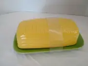Butter Dish BIA Cordon Bleu Ear of Corn Covered Yellow Top Green Bottom