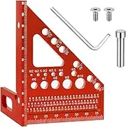 VZU 3D Mitre Square, Multifunctional 22.5-90 Angle Measure Combination Square Made of Aluminium Alloy, Woodworking Measuring Tools, Scribing Tool Protractor for Carpenters and Engineers (Red)