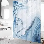 Shower Curtains Bathroom Curtain with Hooks,Blue Marble Design Modern Shower Curtain Waterproof Fabric Bath Curtain, Ideal to Bathroom Decor (D-Blue Texture 1, W:150cm*H:180cm)