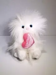Smitten Kitten White Persian Cat Pink Heart Valentine's Day Plush Stuffed 10"NWT