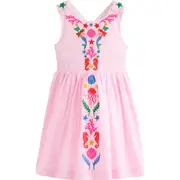 Mini Boden Kids' Harper Crossback Cotton Sundress in Pink Mermaid at Nordstrom, Size 4-5Y