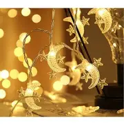 40 LED Moon String Lights Battery Operated 20ft Moon Mini Star Fairy Moon&Star