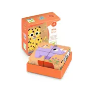 4pc Djeco Wild & Co Safari Wooden Block Puzzle Kids/Children Play Toy 2y+