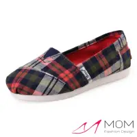 在飛比找momo購物網優惠-【MOM】美式潮流休閒舒適帆布鞋 懶人樂福鞋 親子童鞋(黑紅