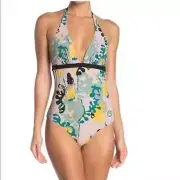 MISSONI Printed Halter One-Piece Swimsuit, Size 42 Euro (8 US) Multi Color, NWT