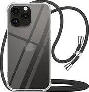 YESPURE Crossbody Case for iPhone 14 Pro Max,Clear Case for iPhone 14 Pro Max [ with Adjustable Lanyard Strap ] Clear Soft TPU Anti-Yellowing Shockproof Phone Cover for iPhone 14 Pro Max - Black