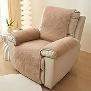 Thick Fleece Recliner Chair Covers, Non Slip Plush Recliner Slipcover Furniture Protector Washable Recliner Cover(Camel,56 * 207cm)