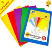 20 x Marbig Foolscap Manilla Folder Files in Pack - Assorted Colours 355 x 241mm