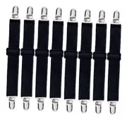 8 Pack Adjustable Sheet Clips, Bed Sheet Holder Straps Bed Fitted Sheet Black