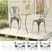 Bistro Set 3 Piece Cast Aluminium White Table and Chair Multi Colours vidaXL