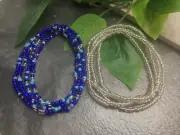 2 PC Handcrafted Waist Beads Jewelry African Boho Bracelet Anklet Set New 8570