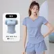 【米蘭精品】瑜珈服運動上衣(V字圓領裸感褶皺女運動服5色74em2)