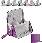 [Generic] Doresty Makeup Bag, Portable Multi-Purpose Large Capacity Oxford Cloth Standing Makeup Bags, Waterproof Stand Up Toiletry Packet with Compartments for Women (Purple)
