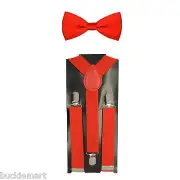 RED Baby Toddler Kids Boys Girls Y-Back Elastic Suspenders Bowtie Set