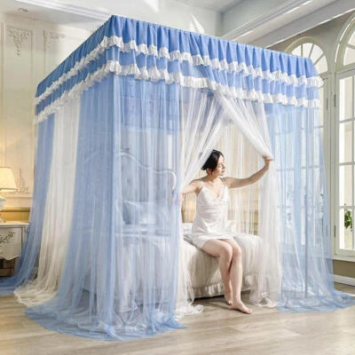 Mosquito Net Double Layer Yarn Landing Wedding Bed Dust Proof Bed Curtain Drapes