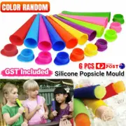 6x Icy Pole Jelly Popsicle Maker Silicone Pop Mould Safe Ice Cream Block Molds