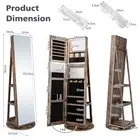 360o Rotating Jewelry Armoire with Full-Length Mirror & LED Lights, 161cm Tall