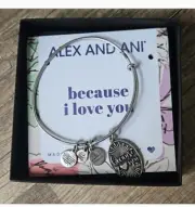Alex and Ani, "Because I Love You" Bangle Bracelet Silver NIB