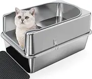 Stainless Steel XXL Cat Litter Box - High Side, Easy to Clean, Odor Free
