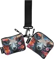 [XYMZR] Fantasy Elk Floral Colorful Mini Zip Around Wristlet keychain Wallet for Women Personalized Pattern Detachable Dual Pouch Wristlet Portable Wallet Phone Coin Purse, Multi-colored, One Size