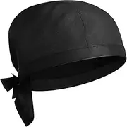 [COSMEVIVI] Chef Hat Docker Cap Caps Chefs Coat and Hat Silk Bonnet Helmet Bandana Hair Bonnet Liner Band Fedora Head Unisex Headscarf Fisherman Chauffeur Cotton Black