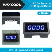 4 Digital LED Tachometer RPM Speed Meter+Bracket+Hall Switch Sensor NPN Set