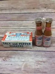 Vintage Budweiser Beer Salt and Pepper Shakers Cape Cod Version Sealed N.O.S.