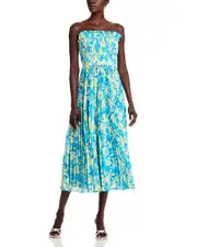 Amur Scottie Floral Strapless Midi Dress