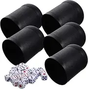 KONTONTY 5 Dice Cups 25 Dice Set Dice Shaker Cup for Party Games for Indoor Entertainment Random Style