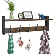 Coat Rack with Shelf Wall Mount 24 Inch Long Entryway Wall Shelf with Hooks W...