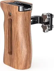 SMALLRIG Camera Wooden Hand Grip Universal for Both Right and Left Side Handle with Cold Shoe Mount, Threaded Holes (for Left and Right Hands)– 2093