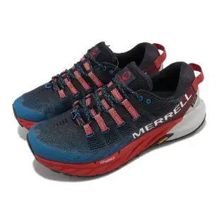 【MERRELL】越野跑鞋 Agility Peak 4 GTX 男鞋 藍 紅 防水 運動鞋 戶外 Vibram(ML067459)