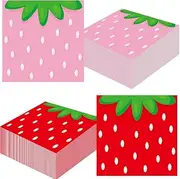 50 Pack Strawberry Napkins 6.5 x 6.5 Inch Pink and Red Disposable Paper Napkins for Strawberry Party supplies Spring Summer Strawberry Themed Luncheon Napkins for Baby Shower Table Party Favors