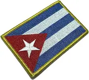 [BR44] BP0010V21 Cuba Country Flag Embroidered Patch Gold Border Uniform Kart Kimono, Hook Fasteners Attach to Tactical Hats and Gears