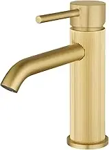 WELS Bathroom Tap, Bathroom Mixer tap Rounded Bathroon Sink Tap Basin Vanity Tap Faucet Solid Brass Brushed Gold