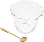 SHOWERORO ES Cup with Spoon Elegant Glass Dessert Bowl for Breakfast Fruit and Yogurt