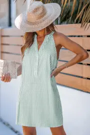 Cupshe Clover Meadow Striped Mini Dress - Green,L