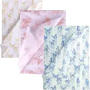 45Pcs Butterfly Tissue Paper Sheets, 14x20inch Gold & Rose Gold & Blue Wrapping Tissue Paper Sheets for Packaging Christmas Wedding Birthday Party Baby Showers DIY Crafts Arts (White Background)