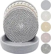 KITLAB 10 Inch Trivets for Hot Dishes, Hot Pots and Pans, Extra Large Thick Heat Resistant Large Coaster, Hot Pads, Kitchen Essentials, Pot Holders for Countertop with Storage Basket, 5 Pcs
