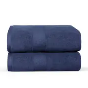 LINENOVA 650GSM 100% Cotton Bath Sheets 90x180 cm - 2 Pack - Navy