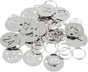 DOITOOL Numbered Labels for Dorms 25pcs 30mm Ringed Metal Tags for Office Travel and School